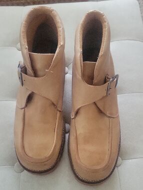 DURANGO LEATHER ANKLE BUCKLE BOOTS   11D  TAN